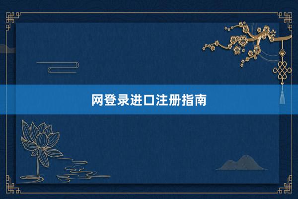 网登录进口注册指南